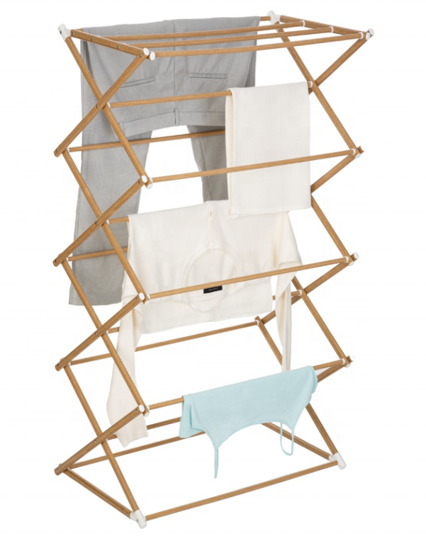 4 Tier Cloth Dryer Rack for Towels and Clothes Shoes Foldable Standing Clothes Drying Line 14M