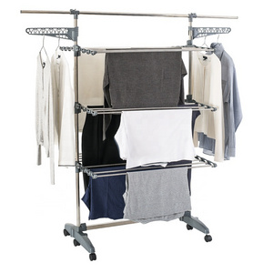 3 Layers Clothes Dryer Rack Stainless Steel Adjustable Cloth Dryer Rack Indoor, Folding Laundry Dryer Hanger