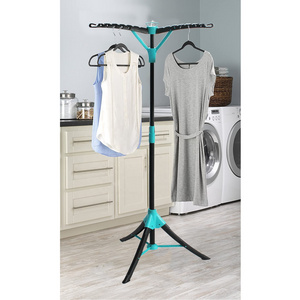 Multifunction folding clothes hangers floor balcony umbrella 2 tier standing clothes drying rack and have 24 Clip