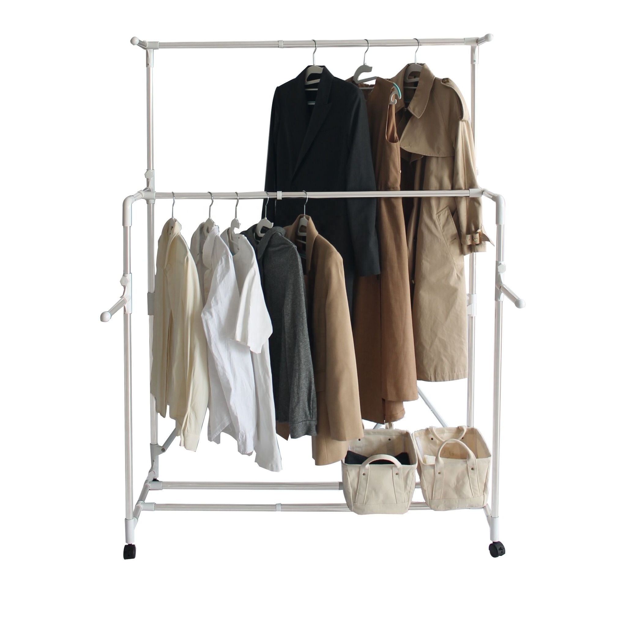 movable clothes dryer rack 3 tier  garment rack stainless steel durable display rack cloth hanger indoor outdoor