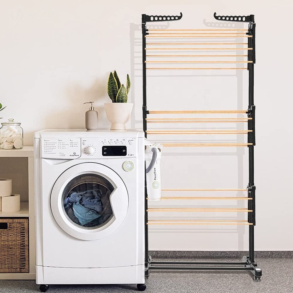 movable drying clothes rack  3 tier clothes airer heavy duty standing clothes dryer rack indoor or outdoor