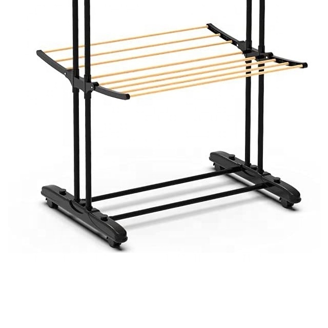 3-layer Clothes Dryer Rack, three tiers Clothes Shelves, Wood Look Drying Racks indoor and out door