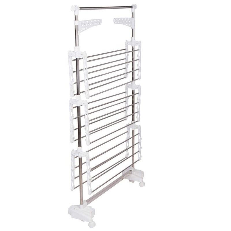 4 Layers Standing Clothes Dryer Rack and Stainless Steel Pipe Clothes Rack and Folding Laundry Dryer Rack Hanger