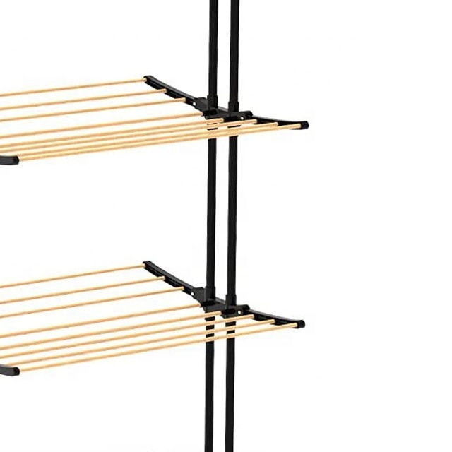 3-layer Clothes Dryer Rack, three tiers Clothes Shelves, Wood Look Drying Racks indoor and out door