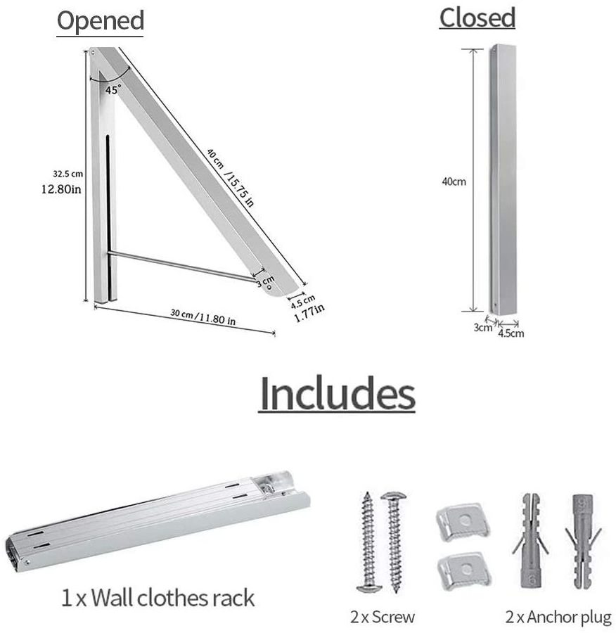 Wall Mounted Airer Drying Rack , Removable Wall Dryer, folding wall-mounted laundry corner space-saving clothes hanger