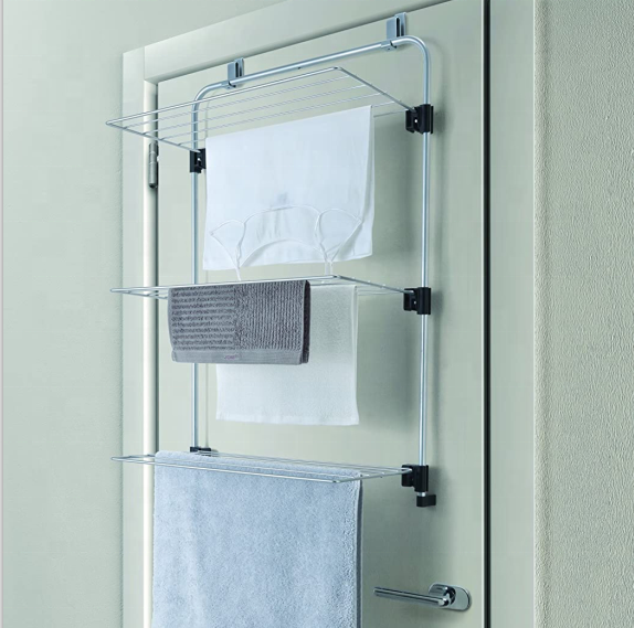 3 Tier Clothes Drying Rack ,Indoor Folding Clothes Dryer Rack behind the door, Over the door 3 tier drying rack