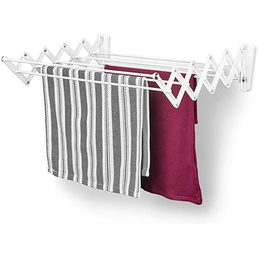 Wall Mounted Drying Rack Space Saver Retractable Huge Capacity Dryer Rack for Hanging Towels Bathroom