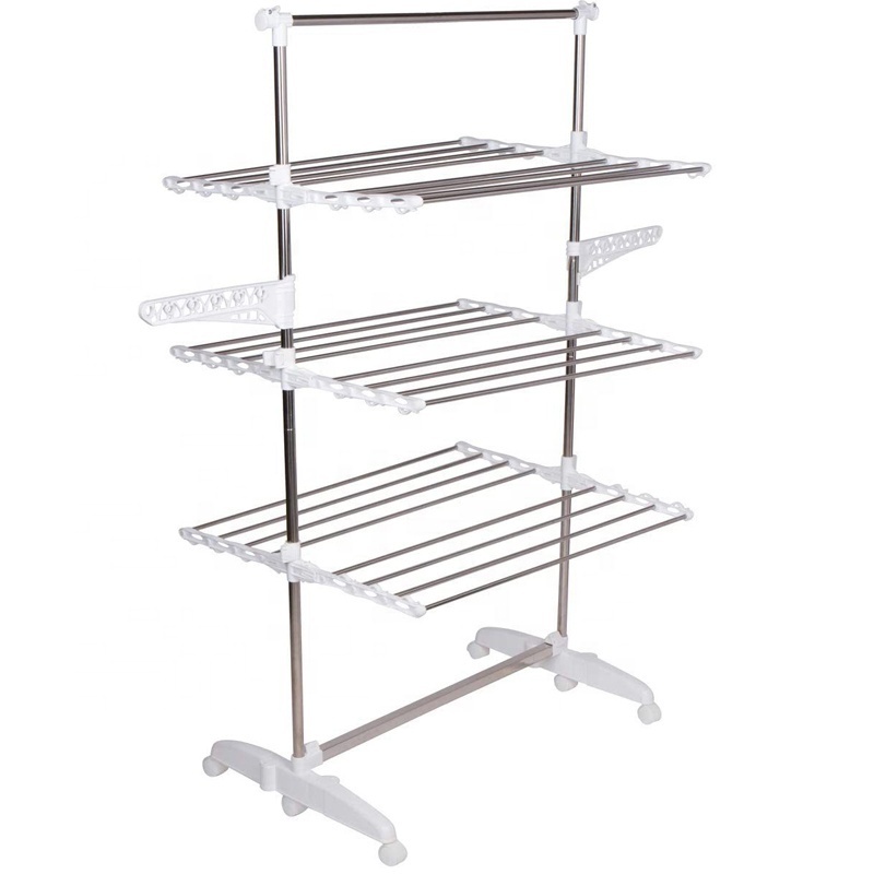 4 Layers Standing Clothes Dryer Rack and Stainless Steel Pipe Clothes Rack and Folding Laundry Dryer Rack Hanger