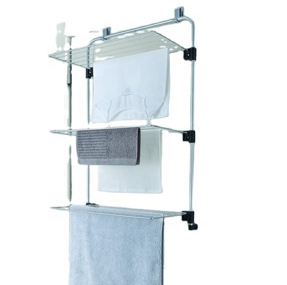 3 Tier Clothes Drying Rack ,Indoor Folding Clothes Dryer Rack behind the door, Over the door 3 tier drying rack