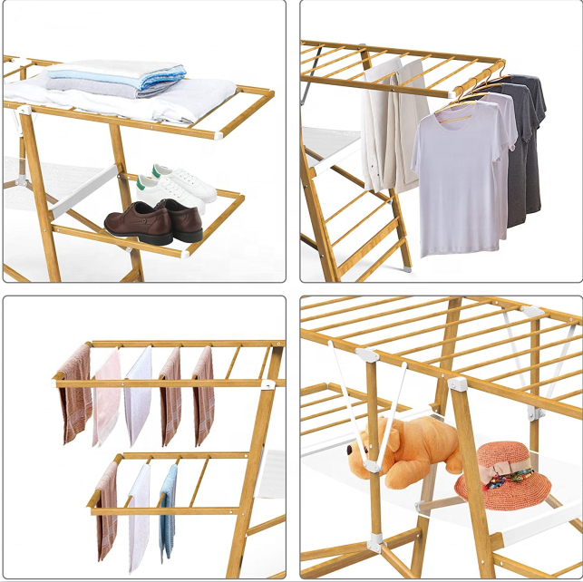 Clothes Drying Rack, Wood Color, Foldable /European Popular Metal Laundry Drying Racks