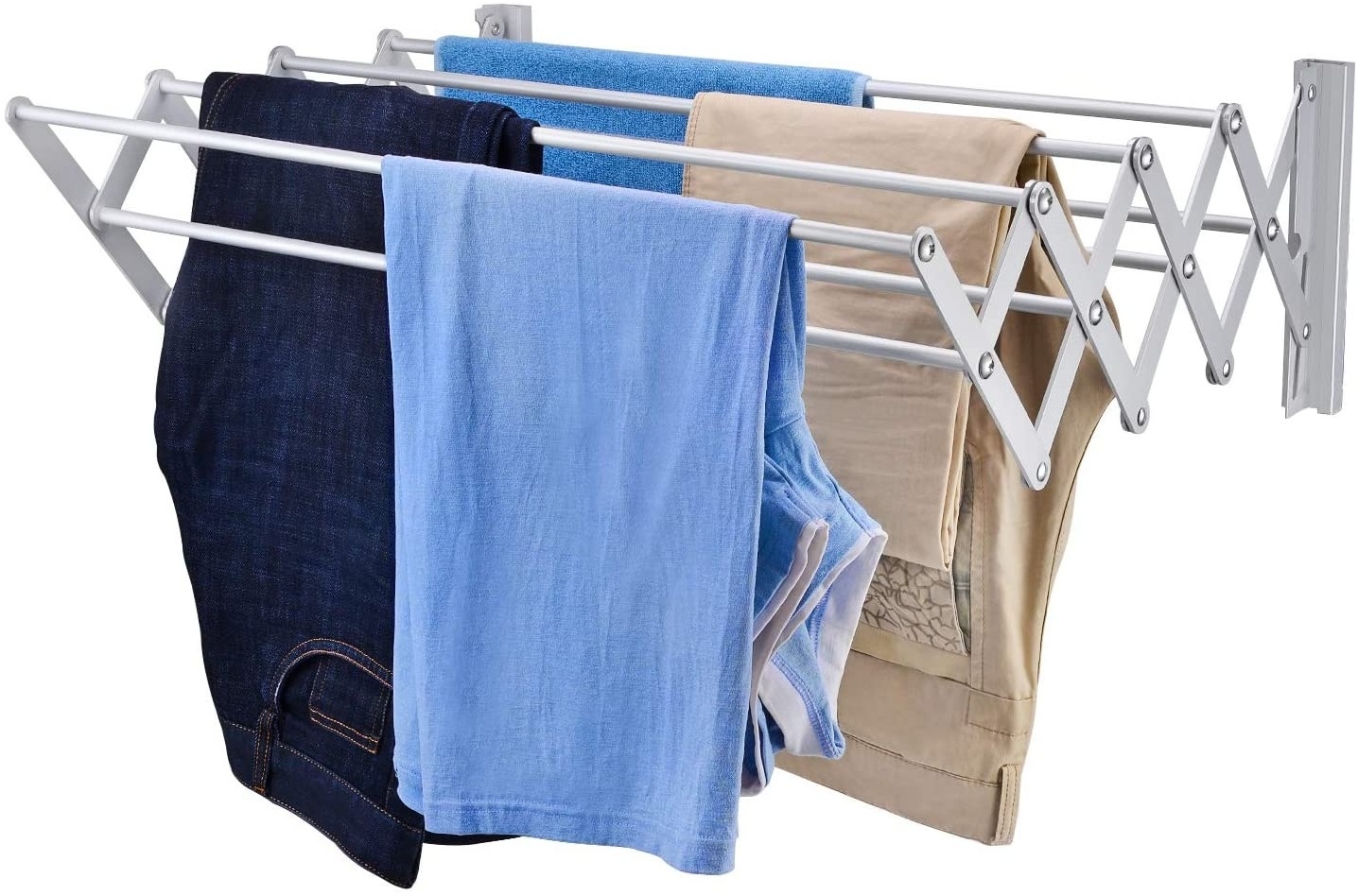 Wall Mounted Drying Rack Space Saver Retractable Huge Capacity Dryer Rack for Hanging Towels Bathroom