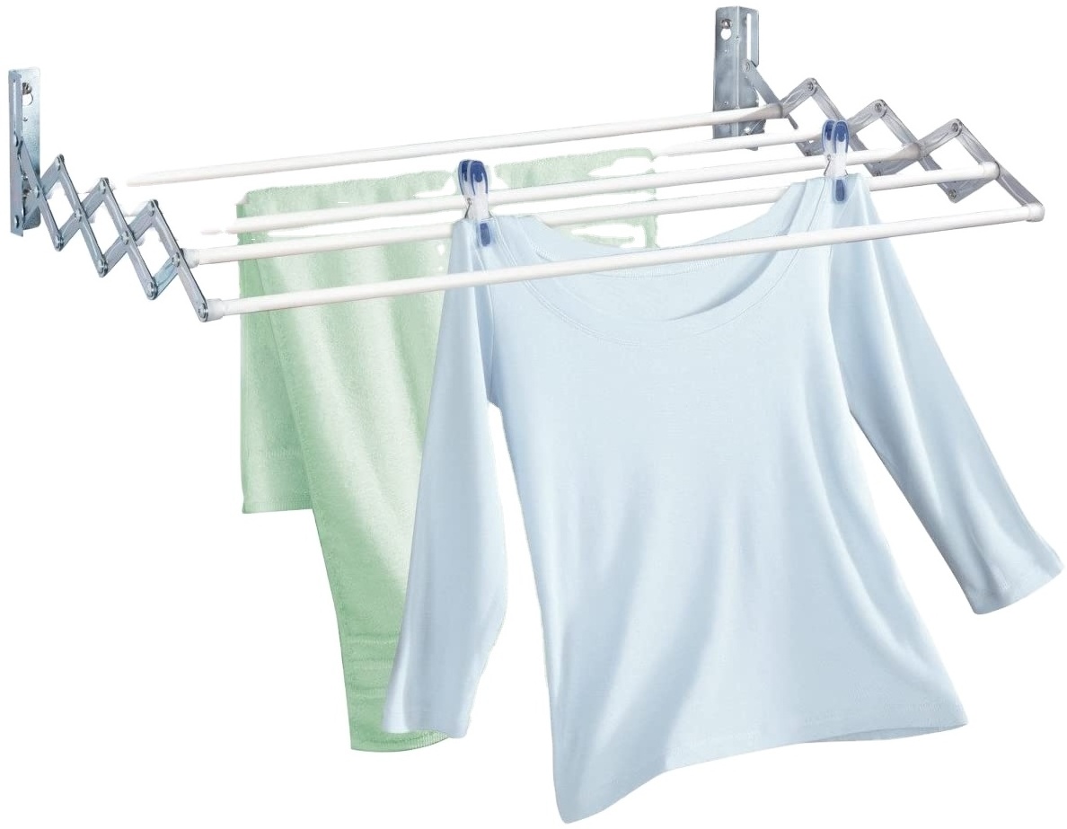 Collapsible Wall Mounted Drying Clothes Rack Space Saver Huge Capacity Dryer Rack for Hanging Towels Bathroom