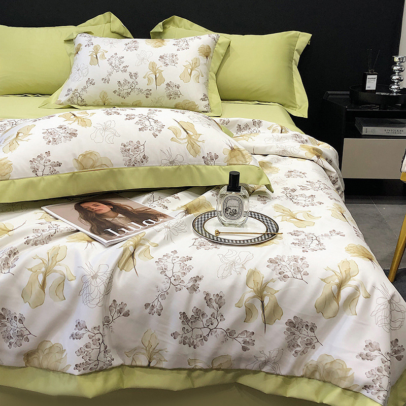 Luxury 100% Tencel bedding sets customized size Cooling Summer Blanket  print designs 300TC Satin