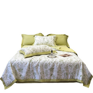 Luxury 100% Tencel bedding sets customized size Cooling Summer Blanket  print designs 300TC Satin