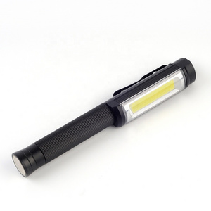 COB LED Pocket Work Light Flashlight with Magnet Base Steel Clip and Aluminum Body Car Emergency Pen Flood Beam Flash Light