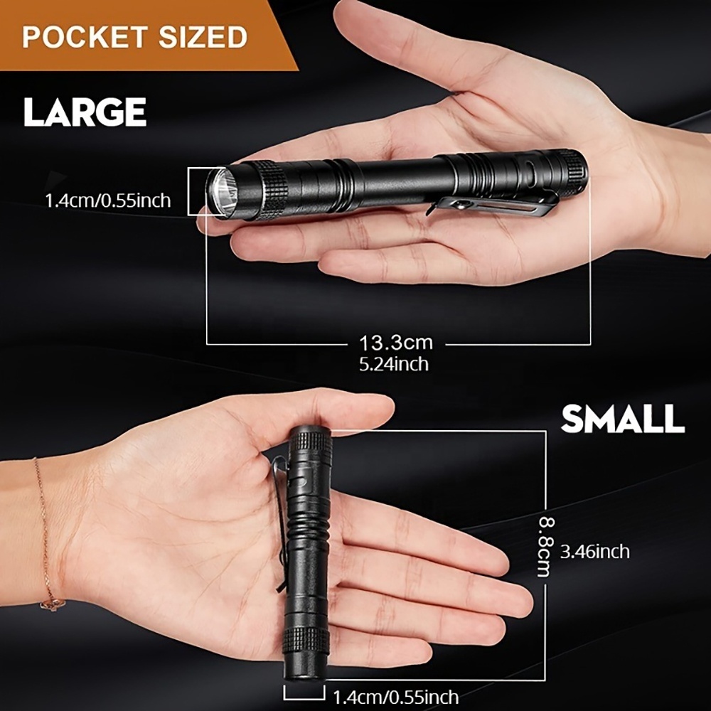 Mini Pocket Flashlight with Pen Clip Aluminum Alloy LED Pen Light UV Flashlight Waterproof Work Light Fishing Camping Lantern