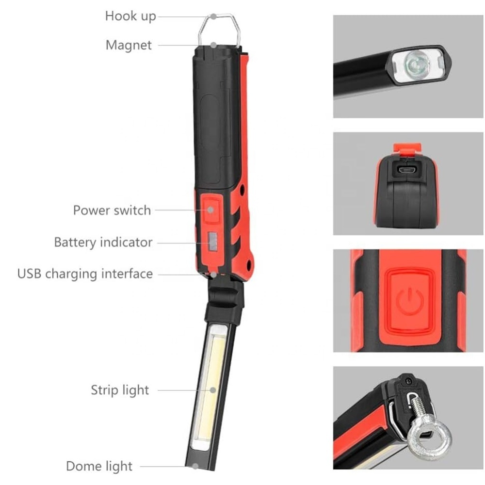 led flexible magnetic telescopic pickup flashlight dual worklight with magnetic pickup