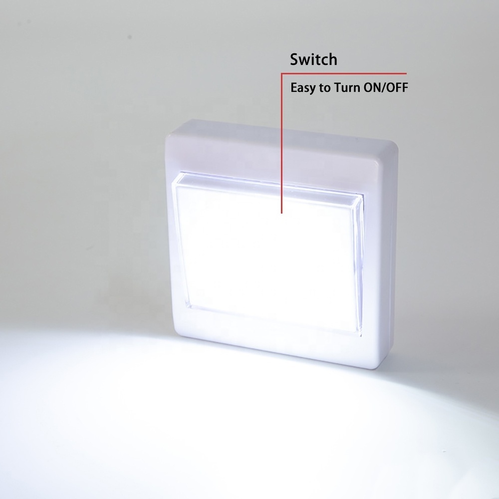 3W COB LED Wall Switch Wireless Closet Cordless Dimmable Night Light Battery Operated