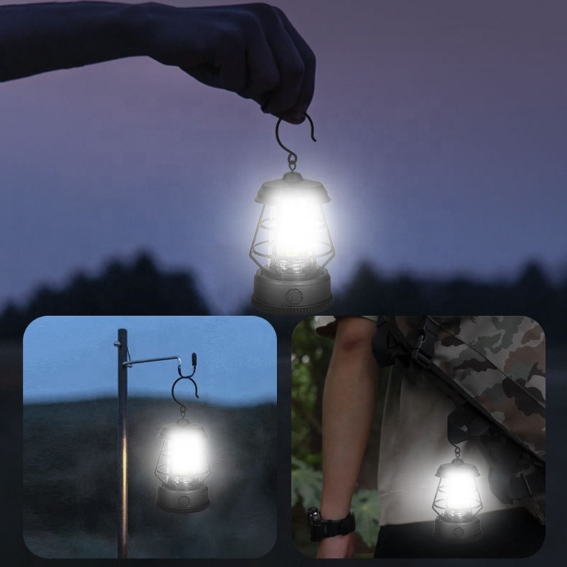 Retro Camping Lantern Rechargeable Dimmable Portable Electric Lanterns