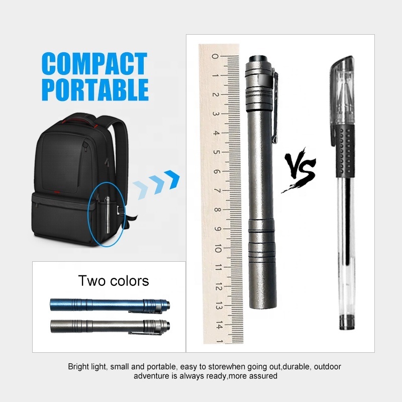 led pen torch and led mini pen light with Clip Aluminium Mini Pocket Working Penlight Inspection Flashlight