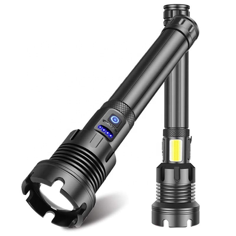 Super Bright COB Torch Waterproof XHP70 Tactical Flashlight Spotlight Floodlight Rechargeable Handheld Flashlight Zoomable