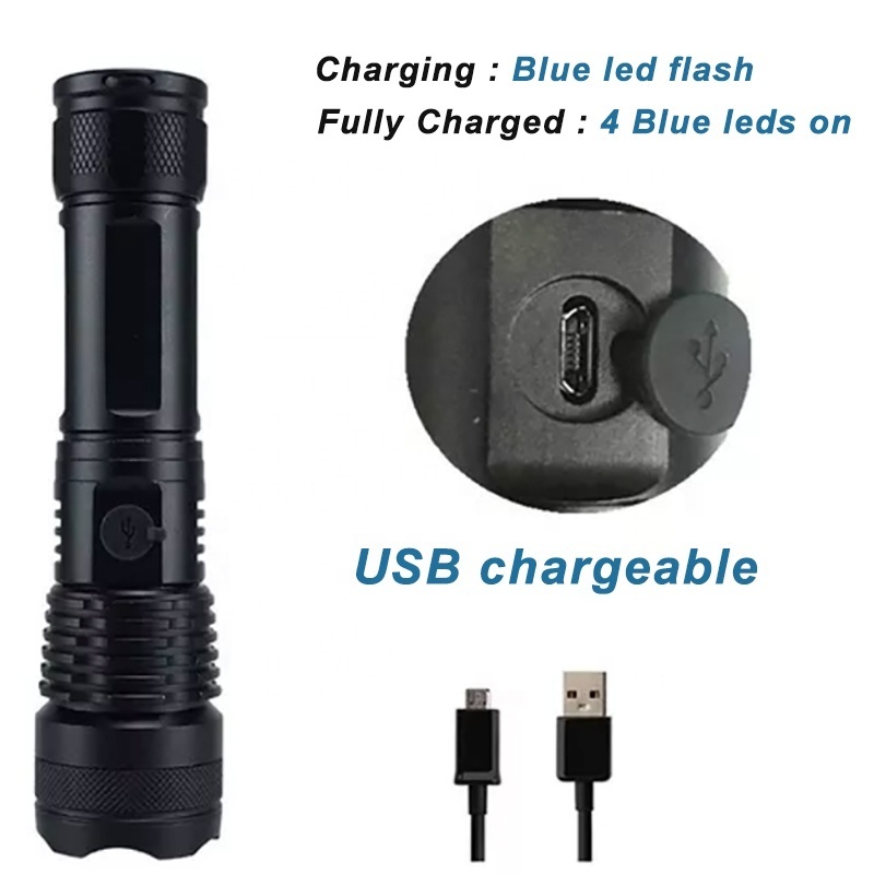 Flashlight high power led torch super bright light 1200 Lumen rechargeable usb zoomable XHP50 Waterproof led Zoom Flashlight