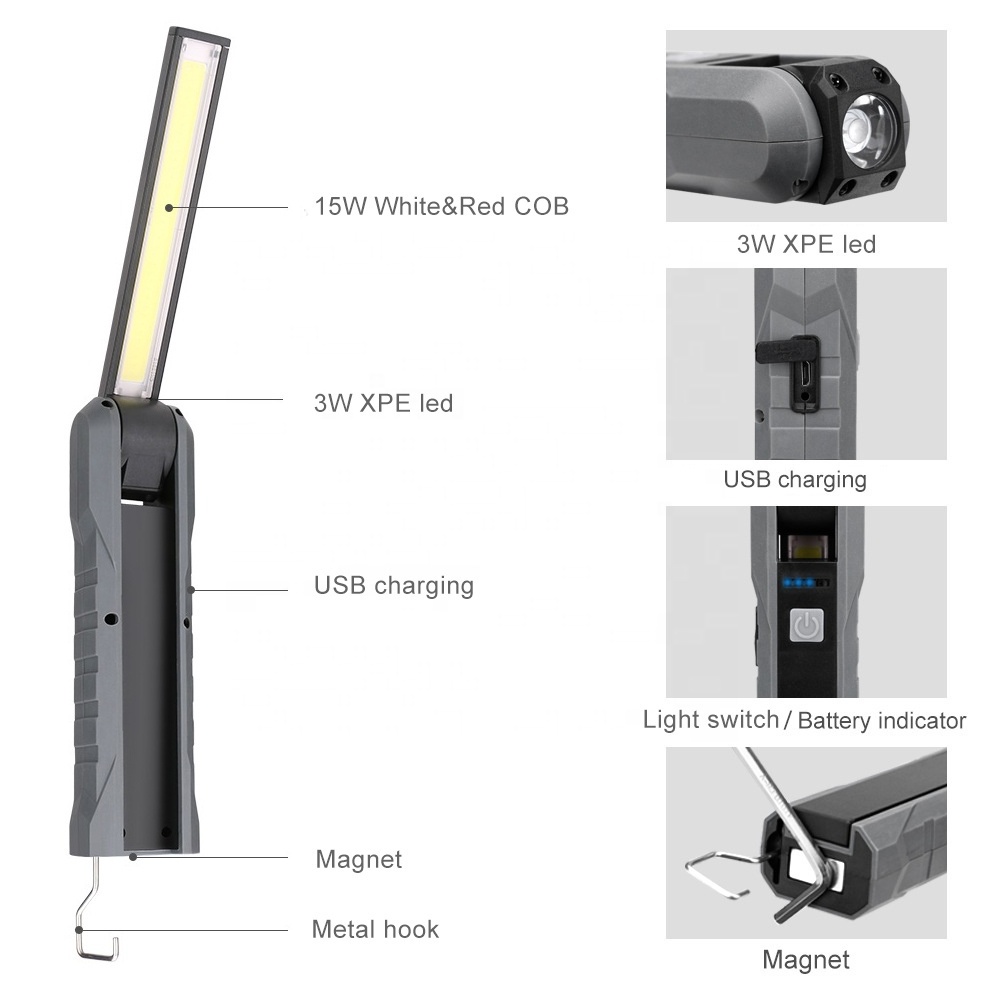 worklight lamp field led flood magnetic swivel led work light battery powered rechargeable usb cob led work lights with hook