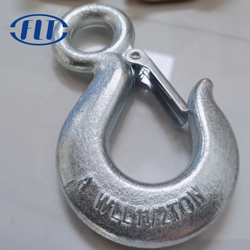 Drop Forged Us Type With Latch Galvanized Lifting Alloy Steel Safety Eye Slip Hook