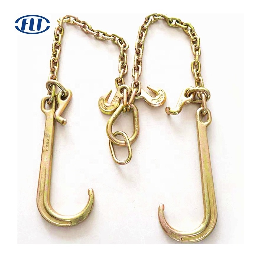 FLT G 70 Cargo Load Chain Transport Automatic Towing Chain Bridle with J Hooks