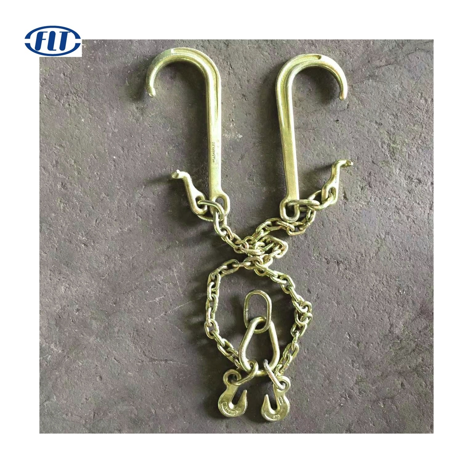 G70 Yellow Galvanized V Chain Bridle With J Hooks Tow Chain