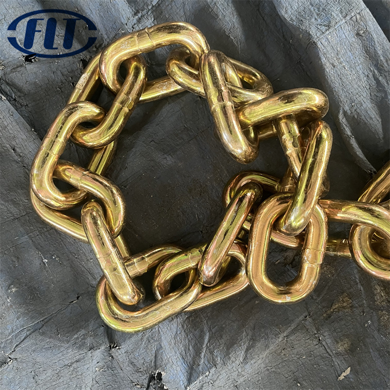 Welded G70 Yellow Galvanized Heavy Duty Transport Binder Link Chain With Grab Hooks