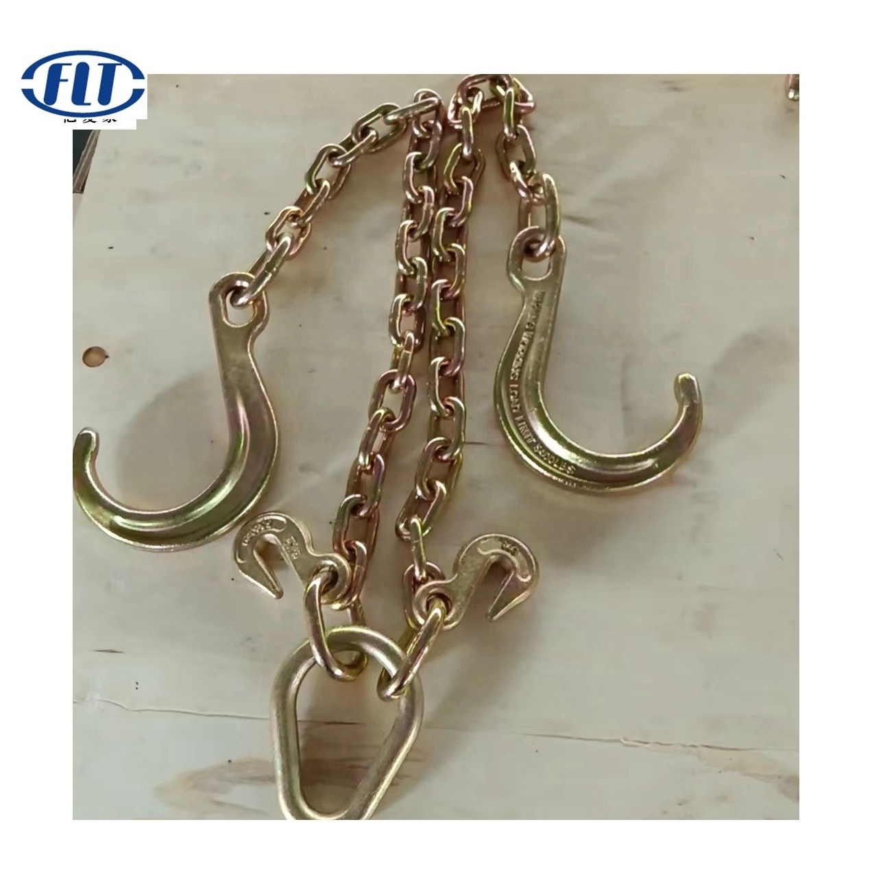 G70 Yellow Galvanized V Chain Bridle With J Hooks Tow Chain