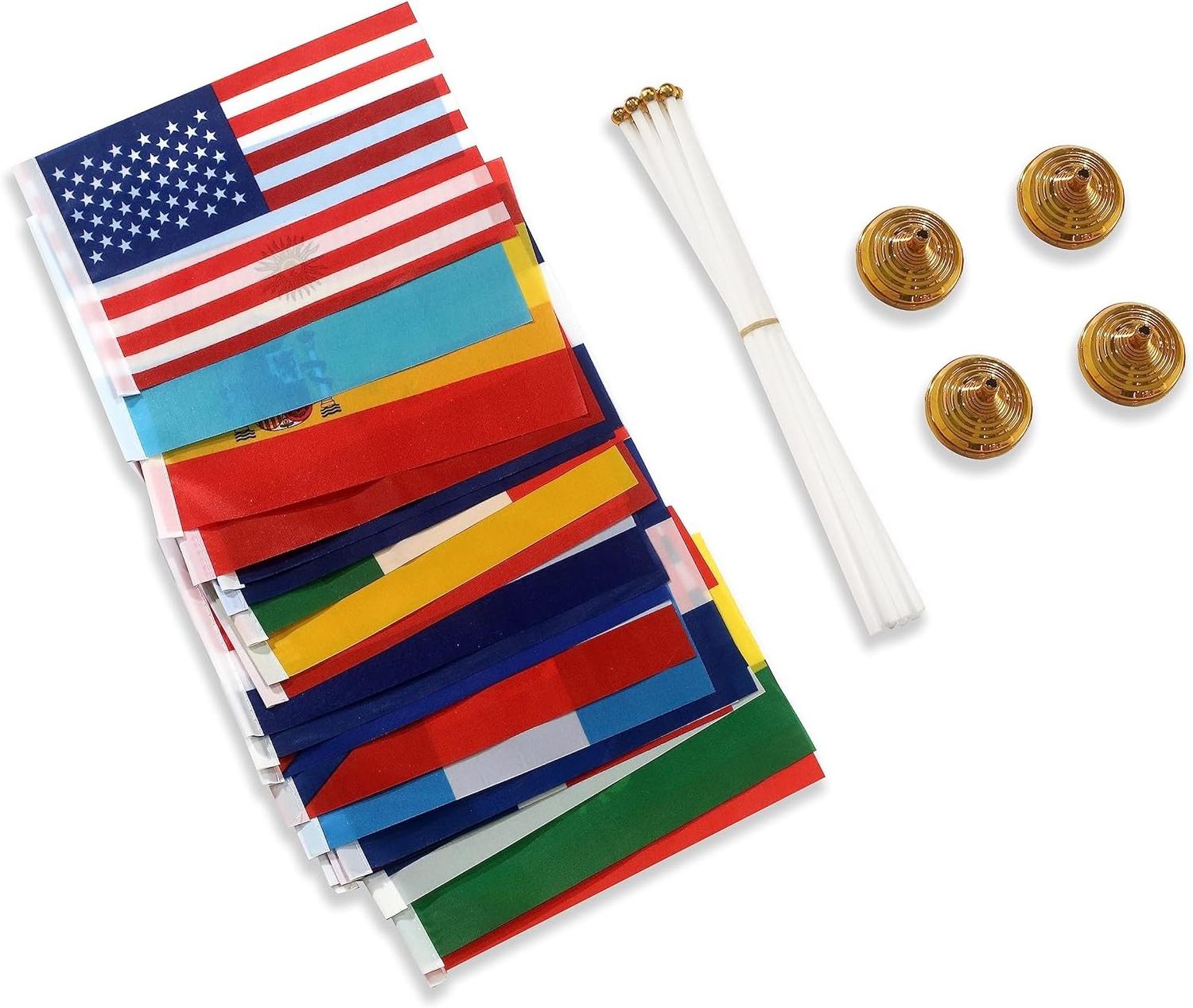 100% Polyester Small Mini Country International World Table Flag with Stand Base Custom Desk Flag