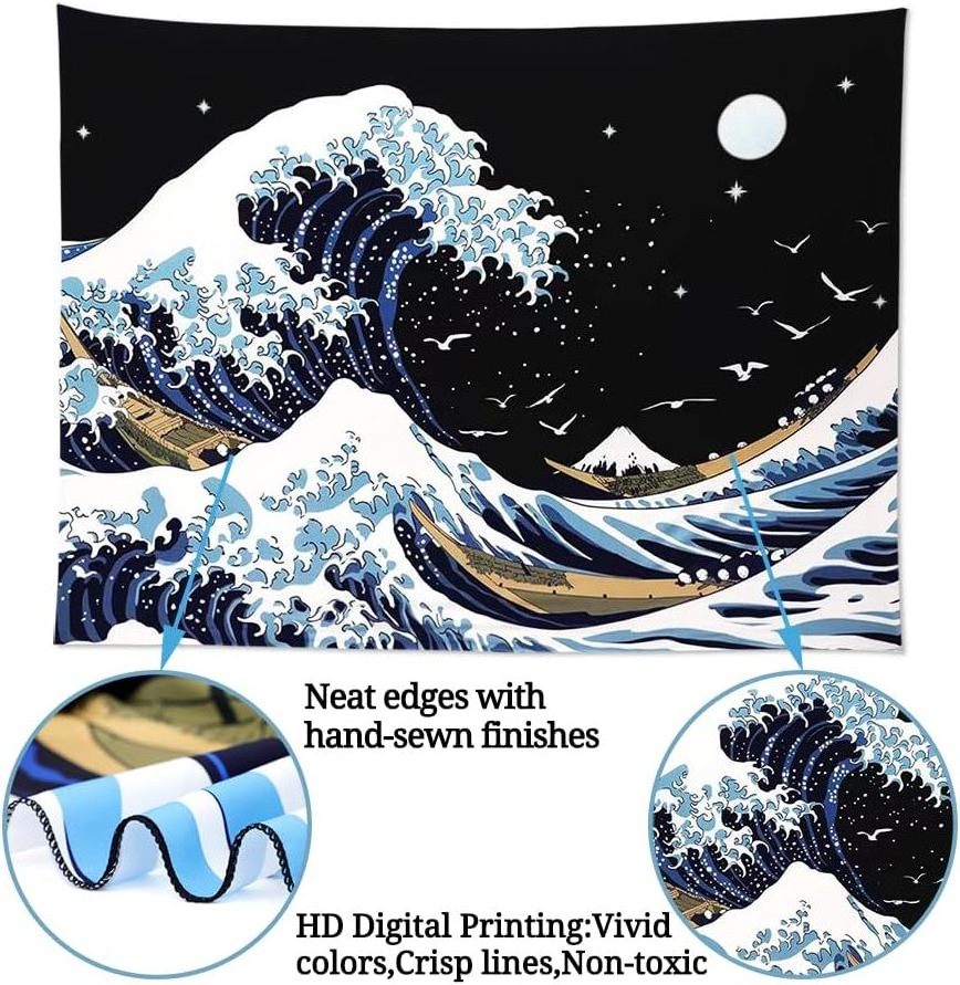 The Great Waves Fashion Decor for Bedroom Living Room Japanese Great Surf Sea wave Custom Tapestry