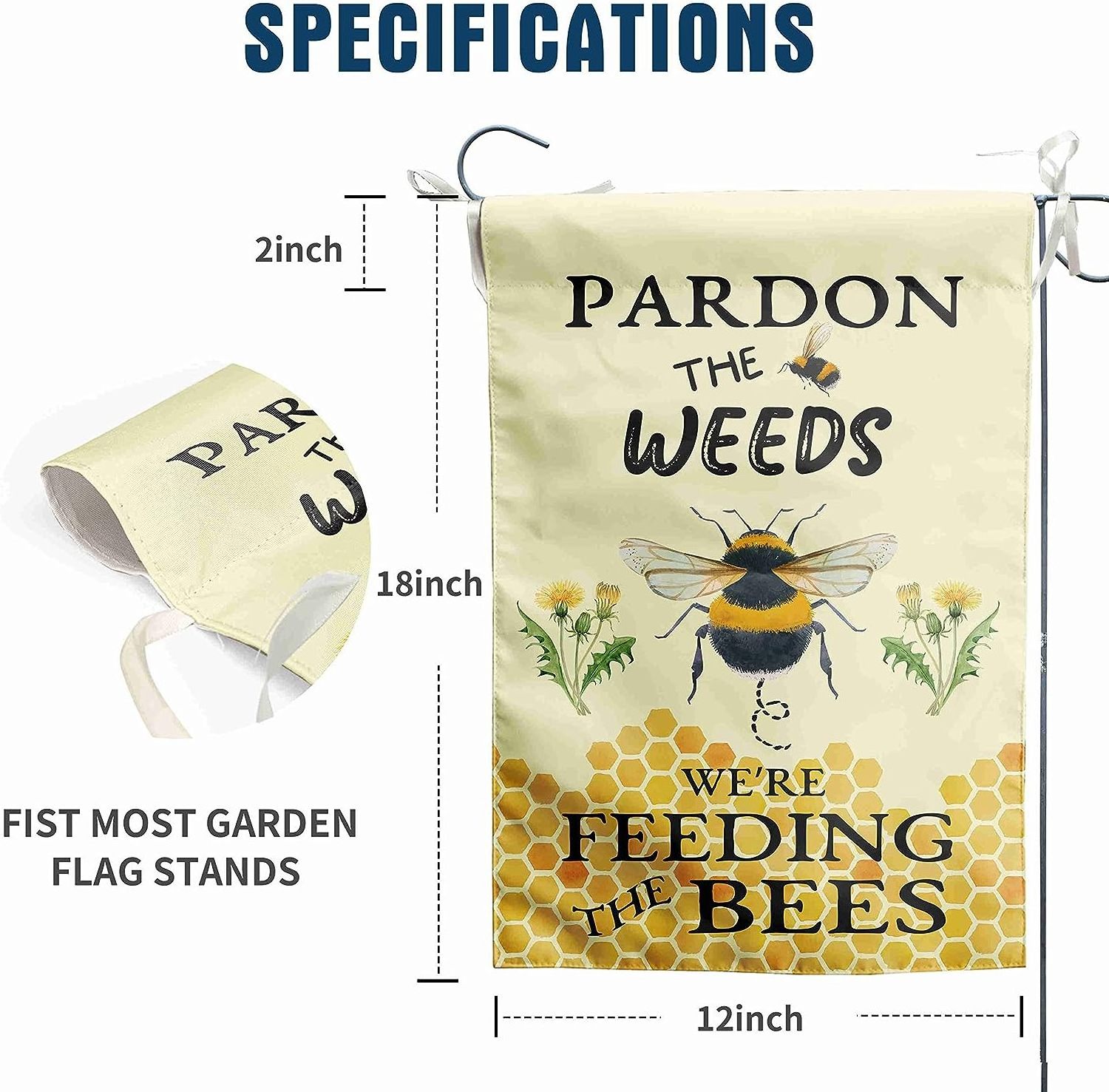 Pardon the Weeds We are Feeding 12x18 Inches Double Sided Bees Yard Sign Outdoor Decor Custom Garden Flag