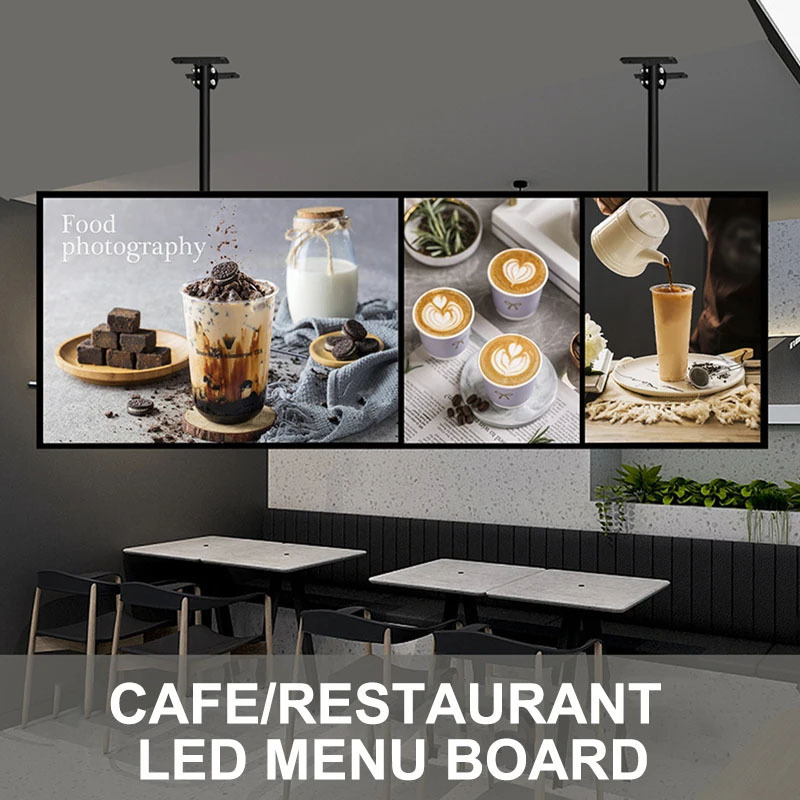 Frame LED Light Box Illuminated Poster Display LED Backlit Menu Board Screen For Restaurant Cafe Shops Wall Billboard