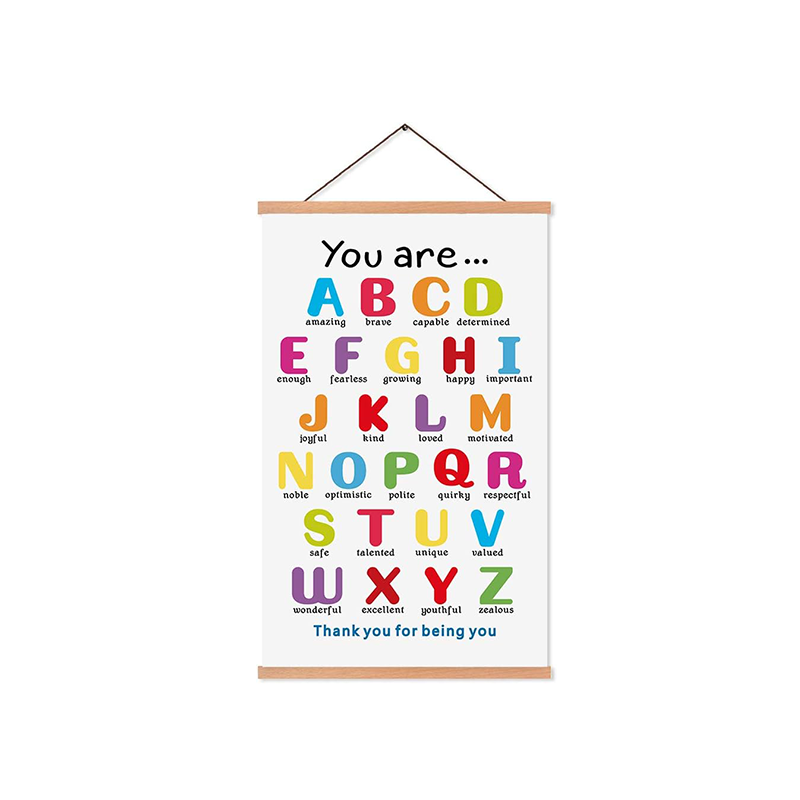 Colorful ABC Alphabet Art Print Wood Magnetic Poster Hanger Frame Affirmation Words Canvas Wall