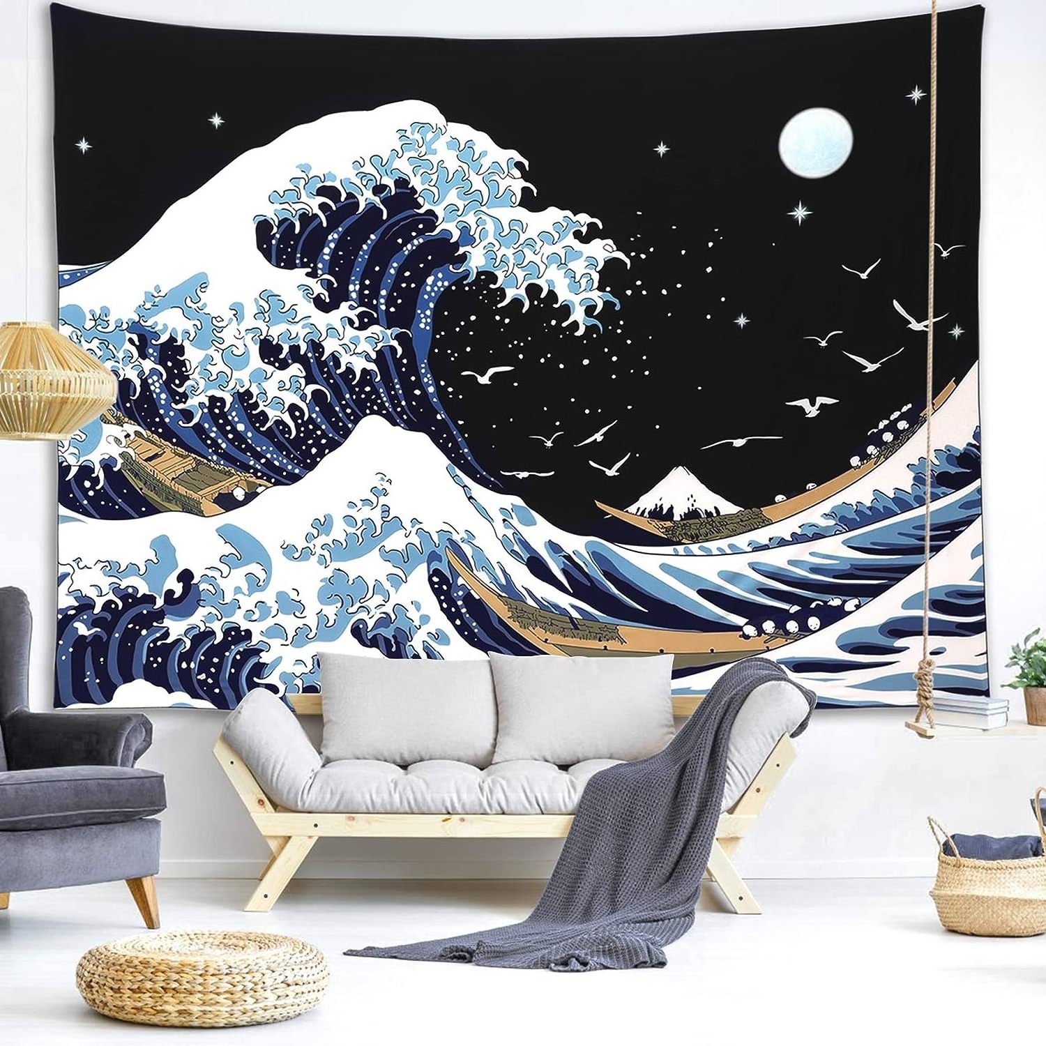 The Great Waves Fashion Decor for Bedroom Living Room Japanese Great Surf Sea wave Custom Tapestry