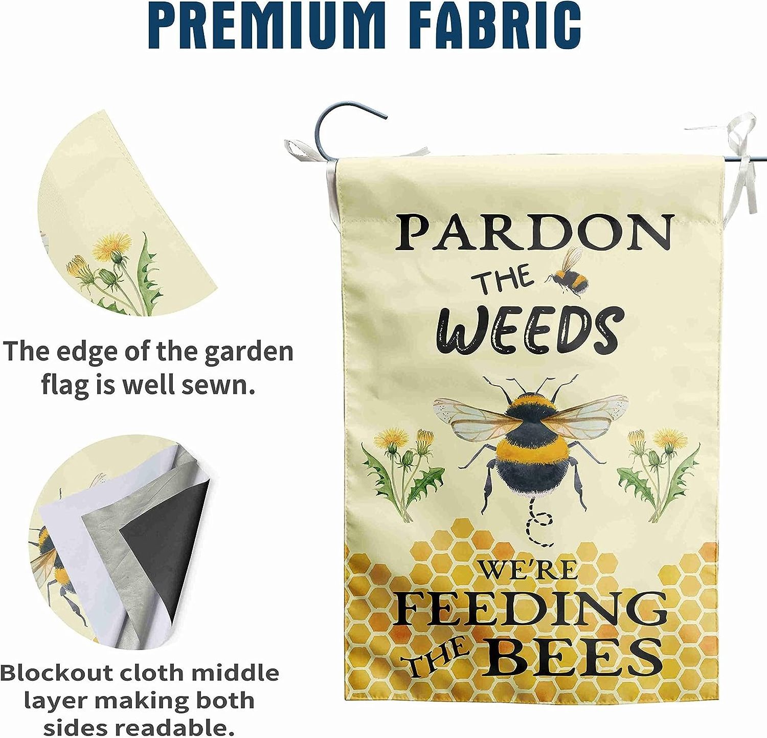 Pardon the Weeds We are Feeding 12x18 Inches Double Sided Bees Yard Sign Outdoor Decor Custom Garden Flag