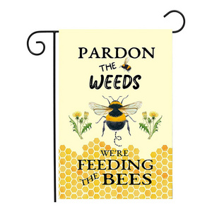 Pardon the Weeds We are Feeding 12x18 Inches Double Sided Bees Yard Sign Outdoor Decor Custom Garden Flag