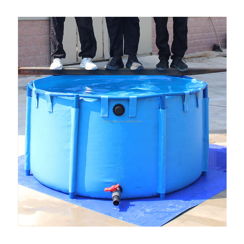 Foldable PVC pipe support bac pisciculture commercial biofloc fish farming tank round pond tarpaulin pvc portable fish pond