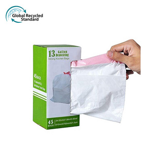 GRS Recycling Household Tall Kitchen Trash Bags 13 Gallon Drawstring Garbage Bags for Trash Can Garbage Bin Recyclable Trash Bag