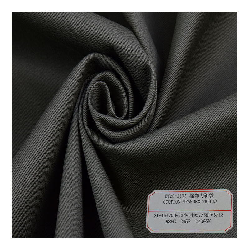 High quality twill 98% cotton 2% spandex fabric for women stretch clothes overall casual pants