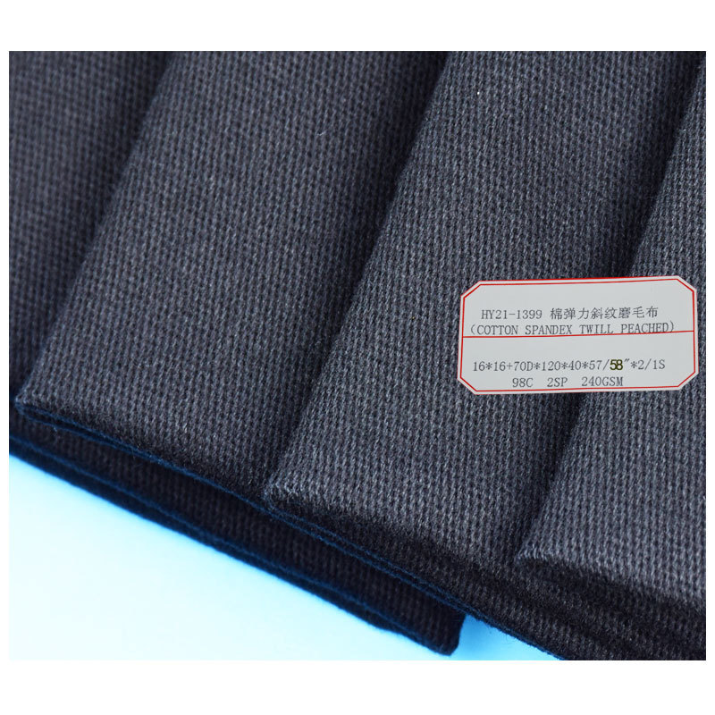 China Factory Supply 98% Cotton 2% Elastane Stretch 240gsm Pants Twill Fabric