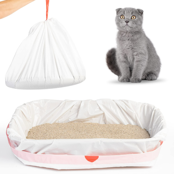 Pet Enjoy Cat Litter Box Liners,Jumbo Extra Durable Drawstring Kitty Litter Pan Bags,Thicken Cat Waste Litter Bags Pet