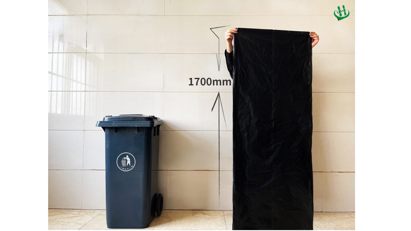 Black plastic large garbage bag plastic garbage bag lining plastic dustbin lining