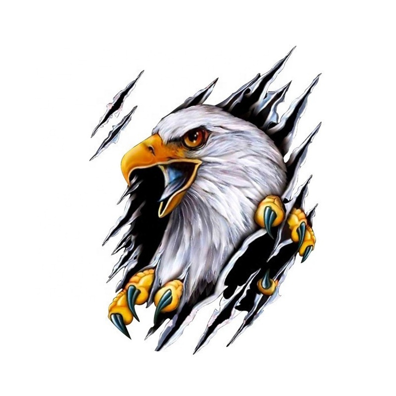 3D Individual creativity simulation tear Eagle Car trunk Bumper Decal Sticker