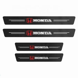 4PCS Car Threshold Bar Carbon Fiber Leather Automotive Door Protective Strip Bumper Trim Doorsill logo custom