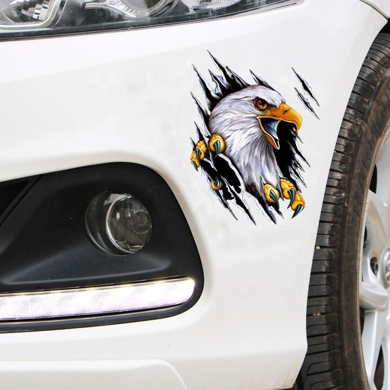 3D Individual creativity simulation tear Eagle Car trunk Bumper Decal Sticker