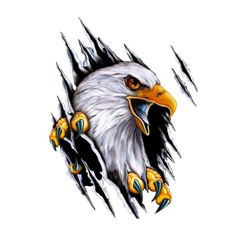 3D Individual creativity simulation tear Eagle Car trunk Bumper Decal Sticker